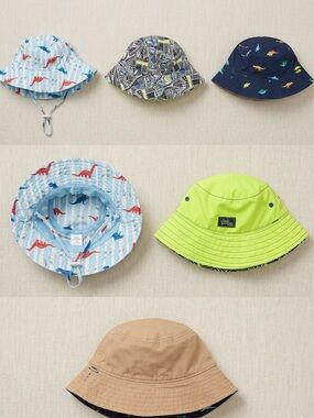 Bundle of 3 Kids Bucket Hats - 2 reversible and 1 mesh